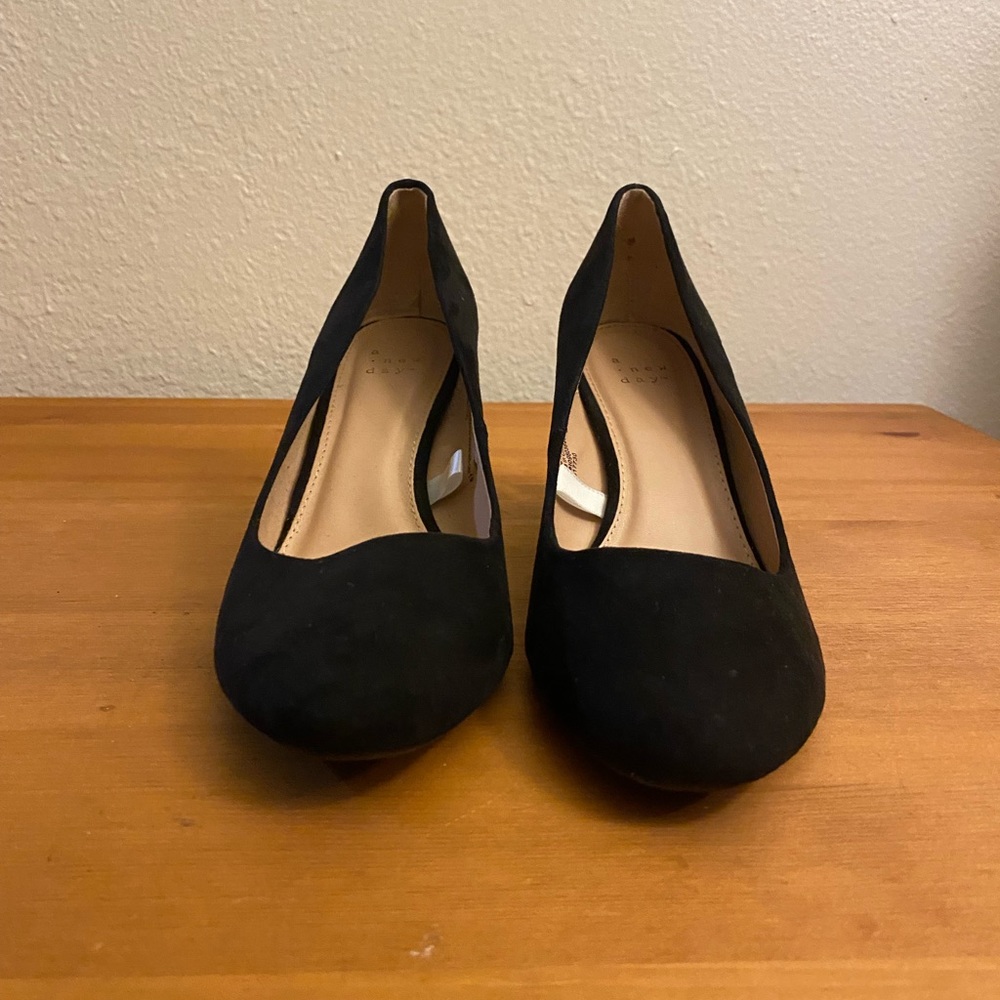 A New Day Black wedge 2.5” heels